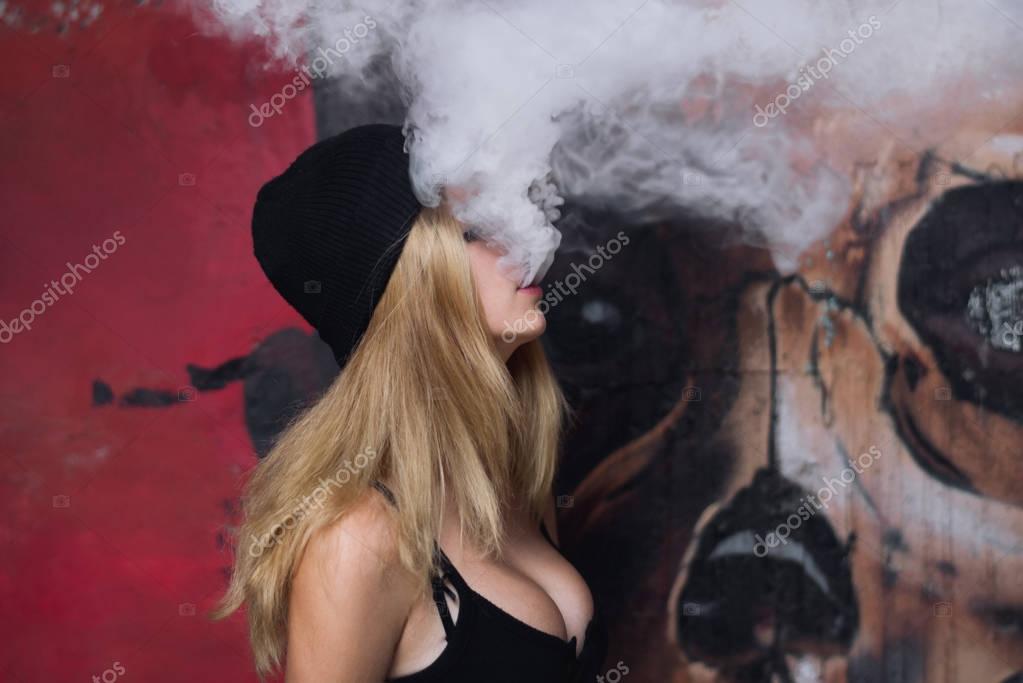 Hot Blonde Is Smoking